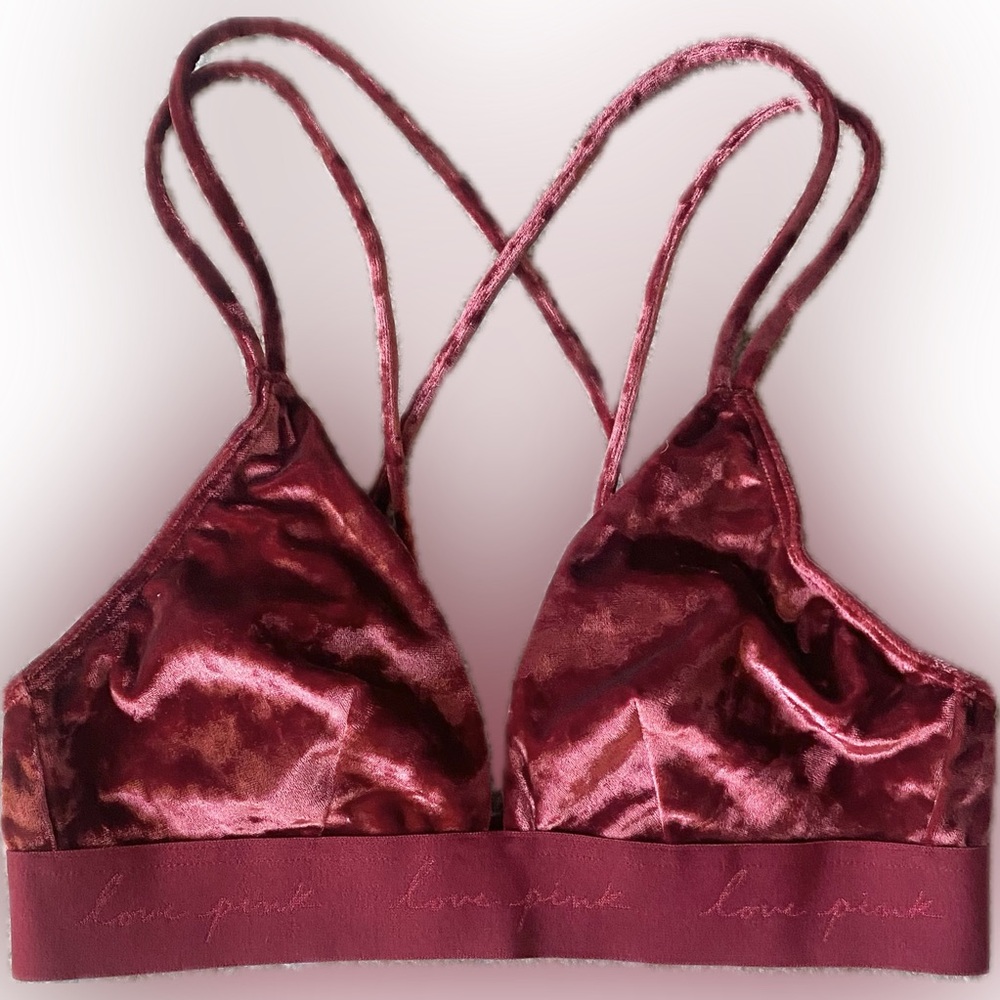 PINK Victoria’s Secret Red Velvet Triangle Bralette, Women’s Size XS